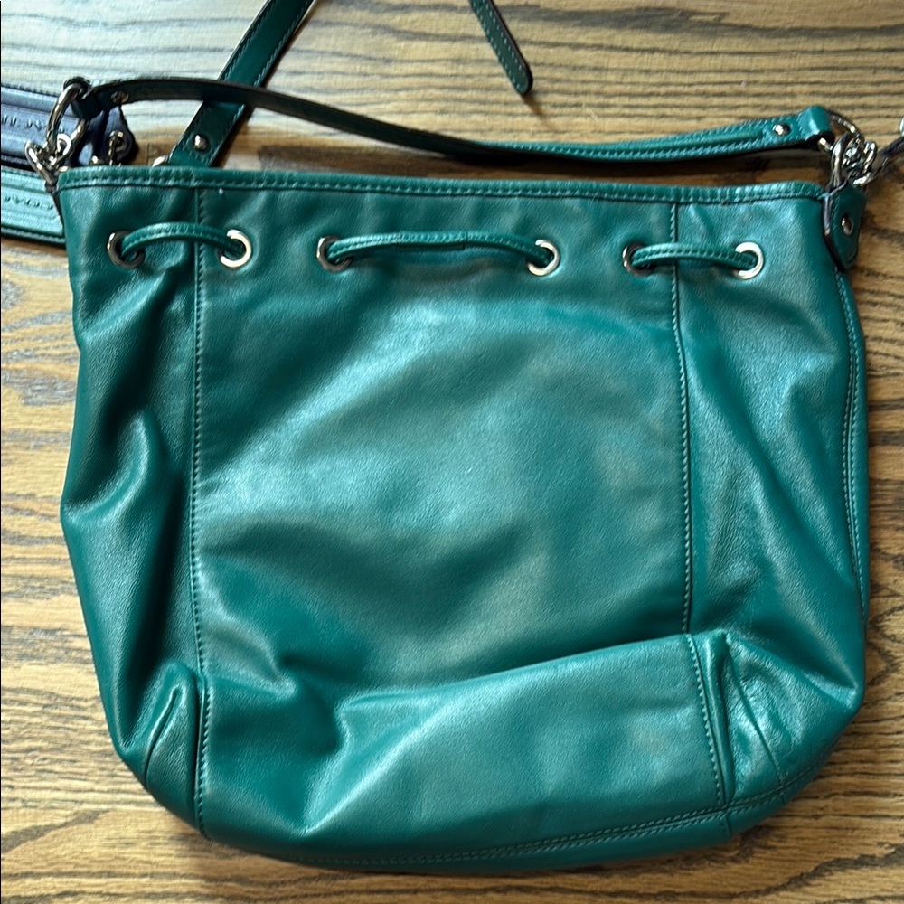 Coach Daisy Teal Leather Shoulder Bag - Picture 4 of 15